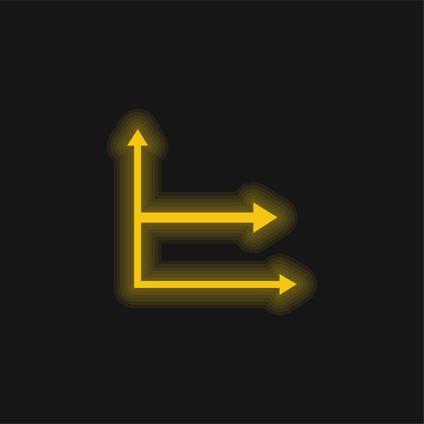 Šipky Grafická žlutá zářící neonová ikona - Vektor, obrázek