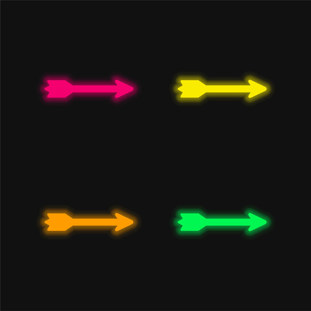Arrow four color glowing neon vector icon - Vector, Image