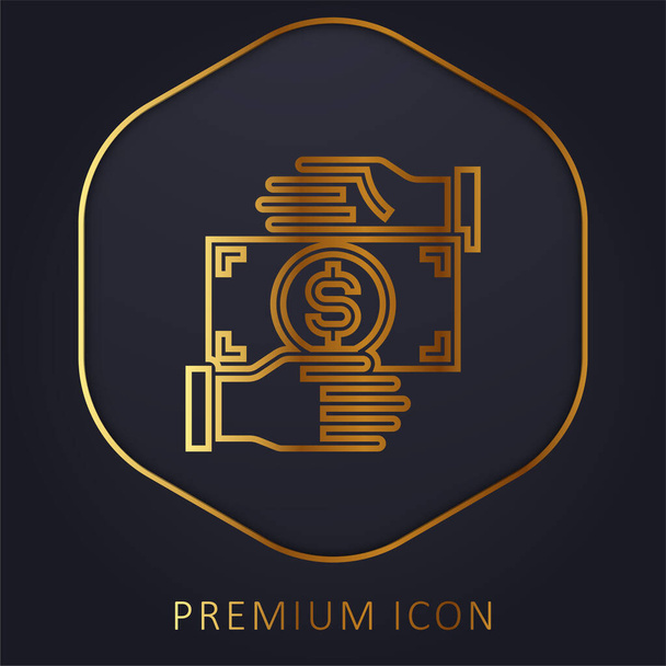 Bribery golden line premium logo or icon - Vector, Image