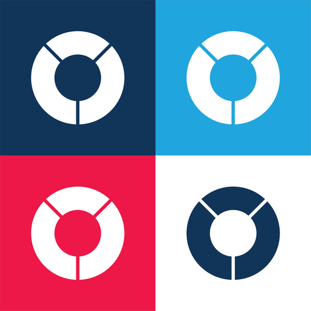 分析青と赤の4色の最小アイコンセット - ベクター画像