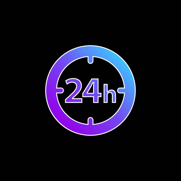 24 ώρες Κυκλικό ρολόι σύμβολο μπλε κλίση διάνυσμα εικονίδιο - Διάνυσμα, εικόνα