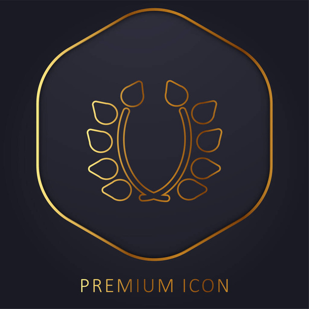 Ramas Con Hojas Adorno línea de oro logotipo premium o icono - Vector, imagen