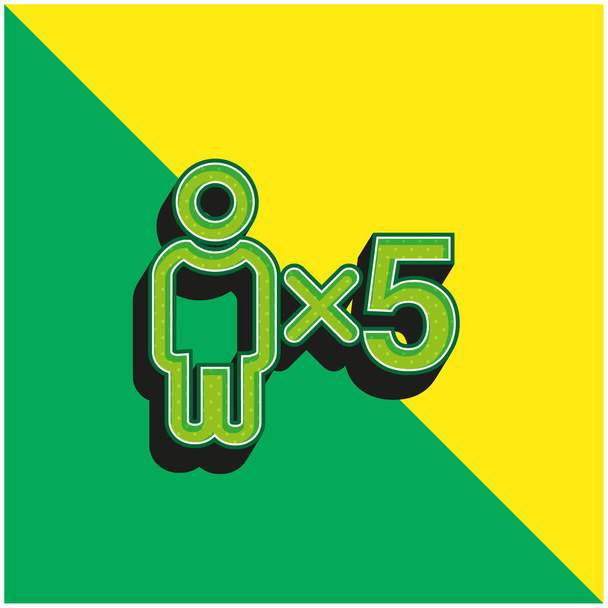 5 Kişinin Sembolü Yeşil ve Sarı 3D vektör simgesi - Vektör, Görsel