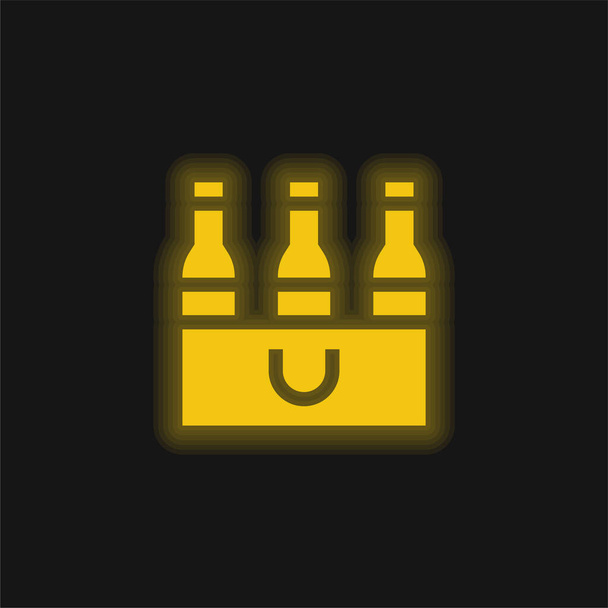 Bira sarısı parlak neon simgesi - Vektör, Görsel