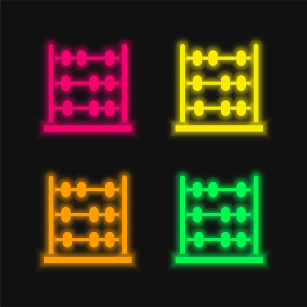 Abacus Toy icono de vector de neón brillante de cuatro colores - Vector, Imagen