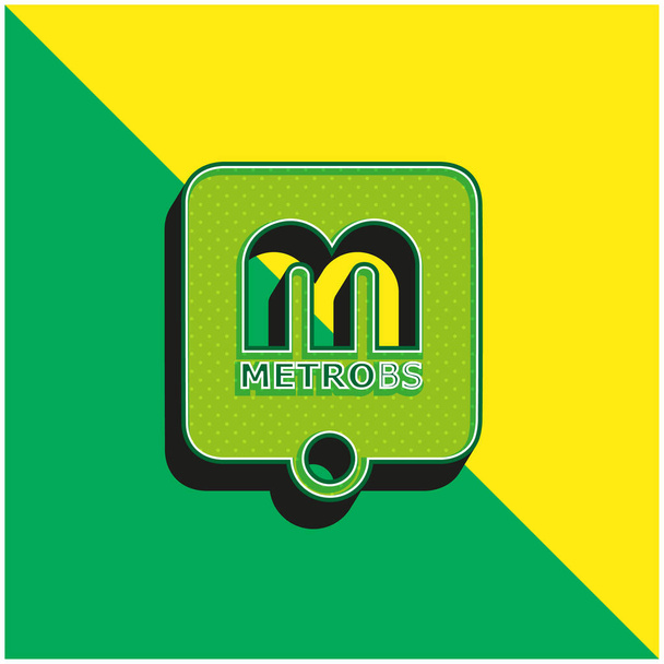 Brescia Metro Logo Vihreä ja keltainen moderni 3d vektori kuvake logo - Vektori, kuva