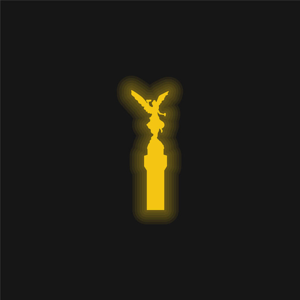 Anioł Niepodległości Meksyku żółty świecący neon ikona - Wektor, obraz