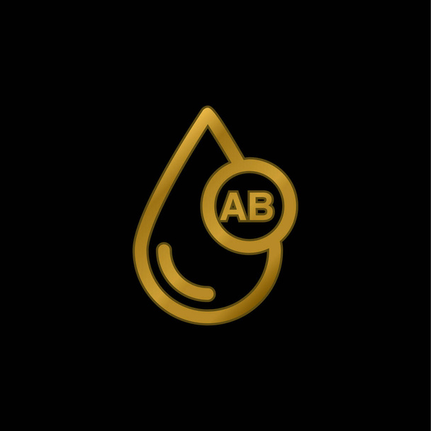 Blood Type AB gold plated metalic icon or logo vector - Vector, Image