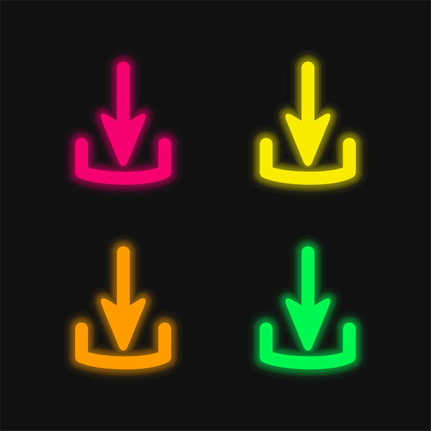 矢印4色輝くネオンベクトルアイコン - ベクター画像