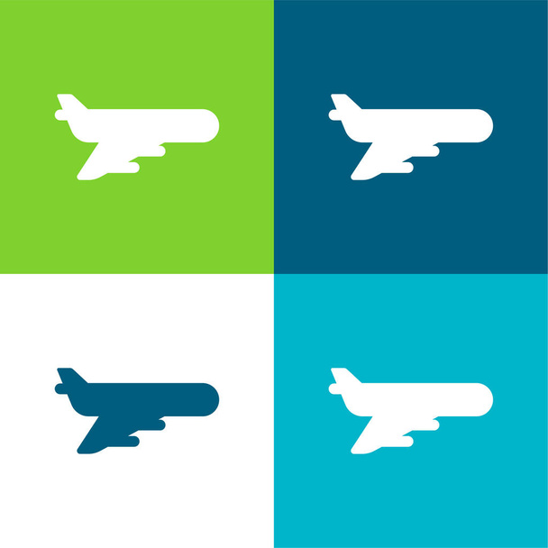 Vliegtuig Vlak vier kleuren minimale pictogram set - Vector, afbeelding