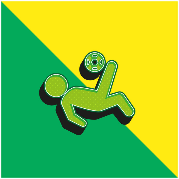 Patada de la bicicleta verde y amarillo moderno vector 3d icono del logotipo - Vector, imagen