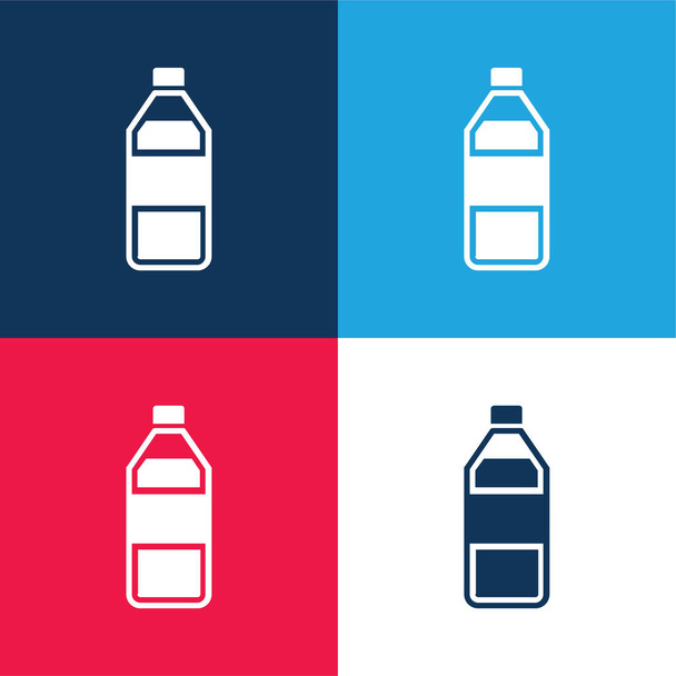 Bir şişe su mavisi ve kırmızı dört renk en az simge kümesi - Vektör, Görsel