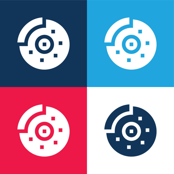 Brake blue and red four color minimal icon set - Vector, Image