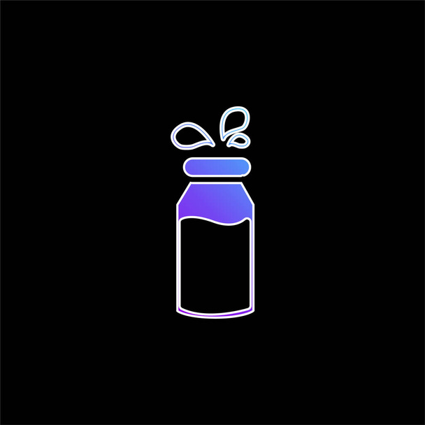 Botella de leche con gotitas azul gradiente vector icono - Vector, imagen