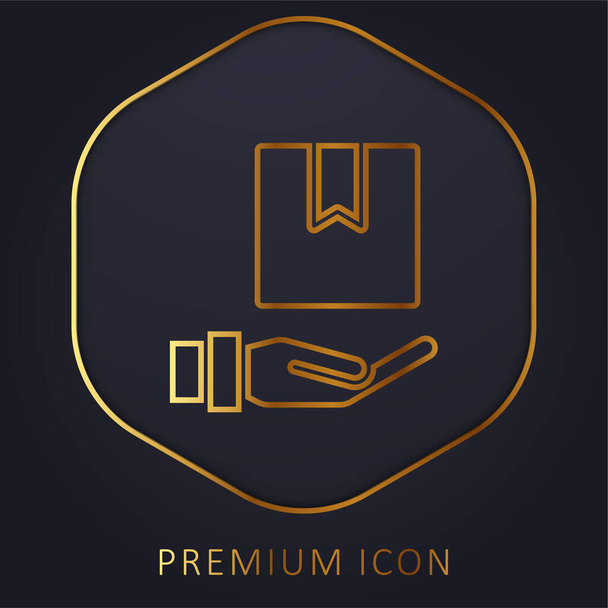 Caja de la línea de oro logotipo premium o icono - Vector, imagen