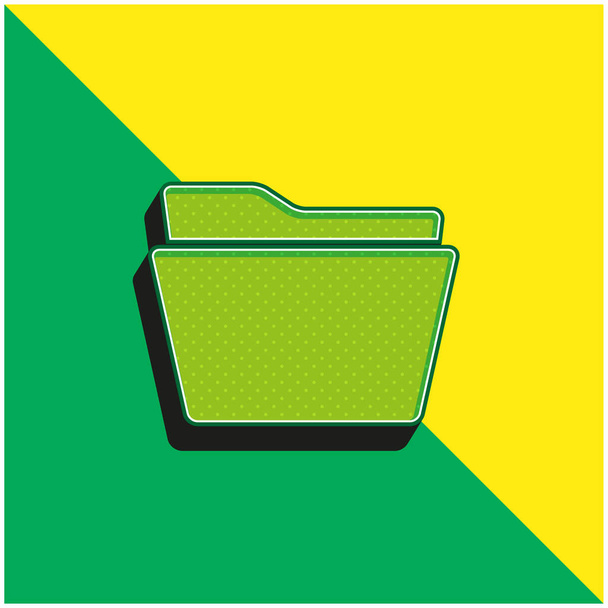 Black Folder Shape Green and yellow modern 3d vector icon logo - Vector, Image