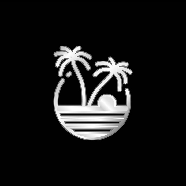 Playa plateado icono metálico - Vector, imagen