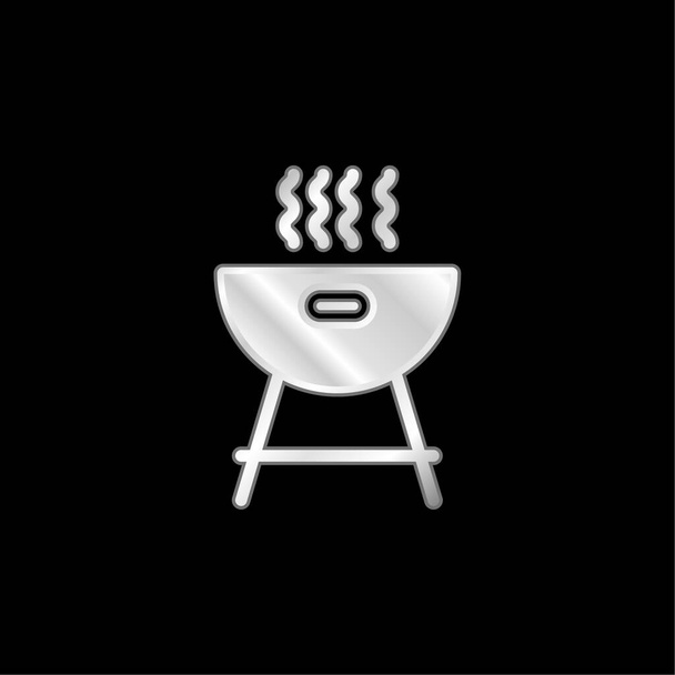 Barbecue postříbřená kovová ikona - Vektor, obrázek