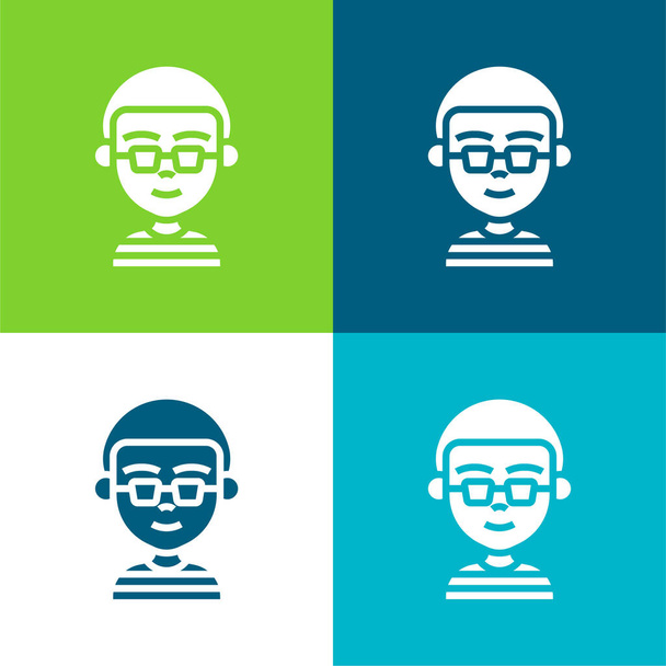 Boy Flat cztery kolory minimalny zestaw ikon - Wektor, obraz