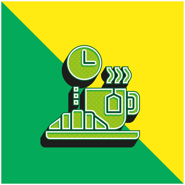 Break Groen en geel modern 3D vector pictogram logo - Vector, afbeelding