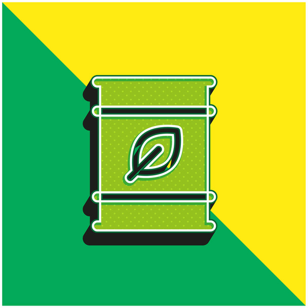 バイオ燃料グリーンと黄色の現代的な3Dベクトルアイコンのロゴ - ベクター画像