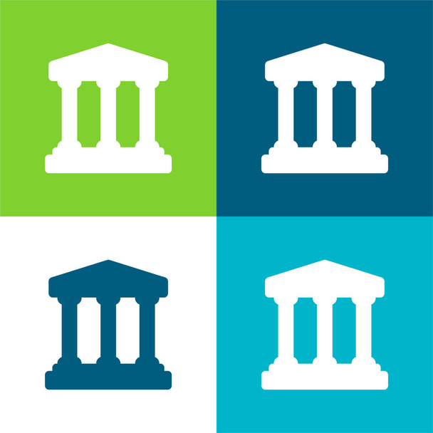 Banco Símbolo Plano de cuatro colores mínimo icono conjunto - Vector, Imagen