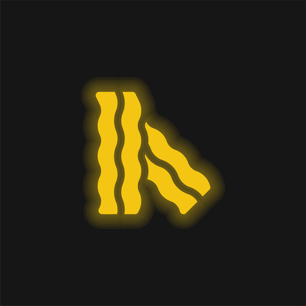 Bacon gelb leuchtende Neon-Ikone - Vektor, Bild