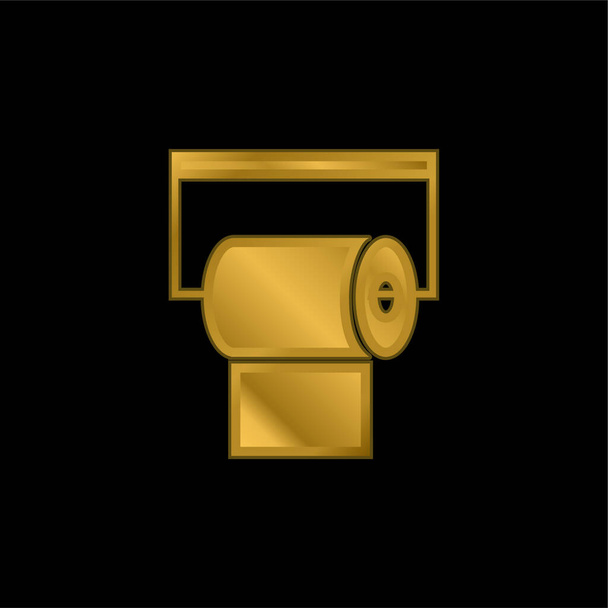 Papel de baño Rollo chapado en oro icono metálico o logotipo vector - Vector, imagen