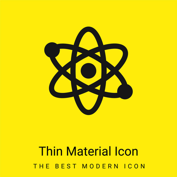 Átomo mínimo icono de material amarillo brillante - Vector, Imagen