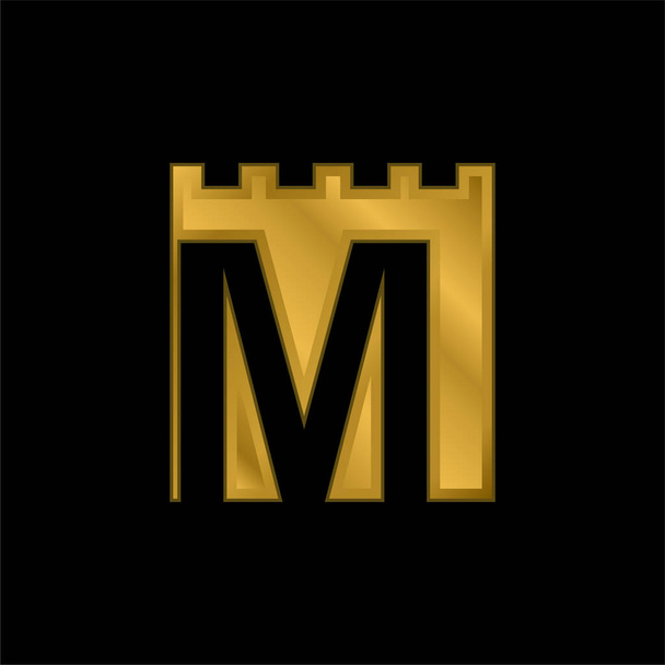 Золотий логотип амстердамського метрополітену покритий металевим іконом або вектором логотипу. - Вектор, зображення