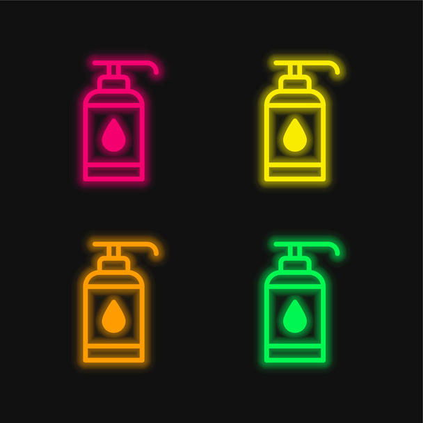 Antiseptik dört renk parlayan neon vektör simgesi - Vektör, Görsel