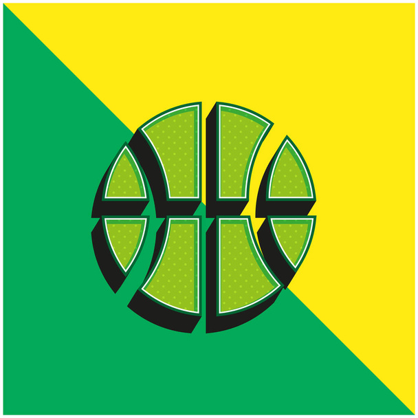 Baloncesto bola verde y amarillo moderno vector 3d icono logo - Vector, Imagen