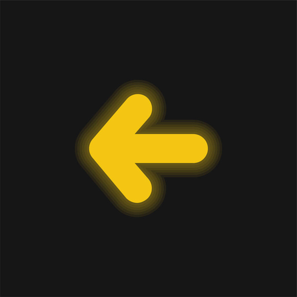 Strzałka wskazująca na lewą żółtą świecącą neonową ikonę - Wektor, obraz