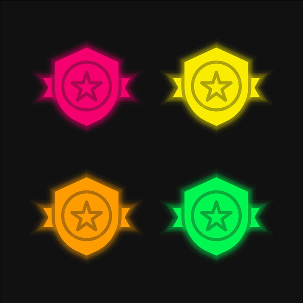 Premio de cuatro colores brillante icono de vectores de neón - Vector, imagen