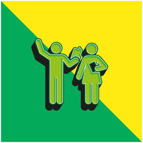 Oyunculuk sınıfı yeşil ve sarı modern 3d vektör simgesi logosu - Vektör, Görsel