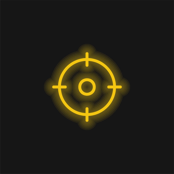 Parlak sarı neon simgesini hedefle - Vektör, Görsel