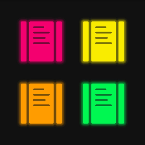 Musta teksti Sivu pyyhkäistä vaakasuoraan neljä väriä hehkuva neon vektori kuvake - Vektori, kuva