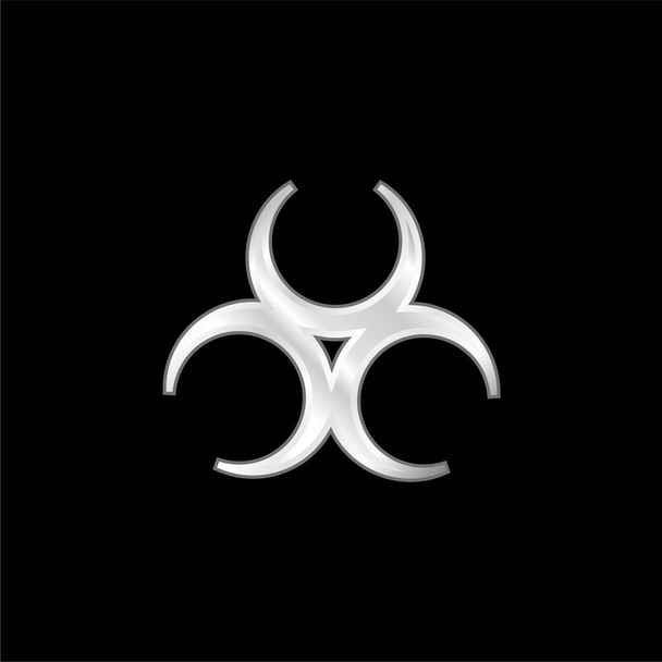 Símbolo de peligro biológico plateado icono metálico - Vector, Imagen