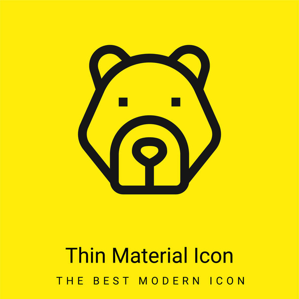 Bear minimal bright yellow material icon - Vector, Image