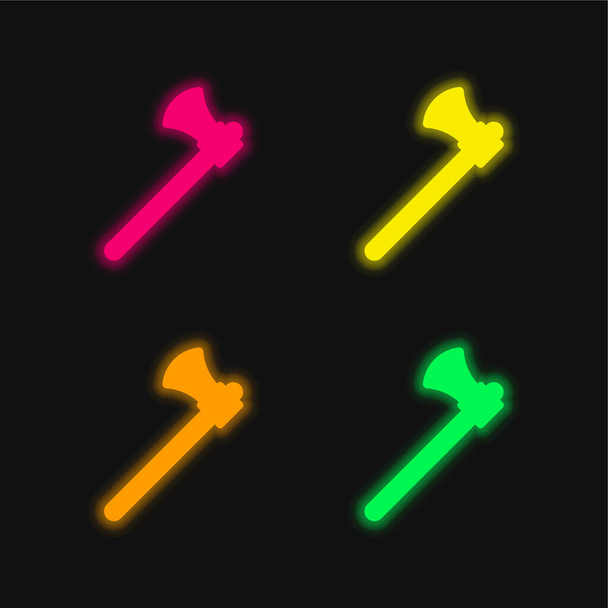 Axe dört renk parlayan neon vektör simgesi - Vektör, Görsel