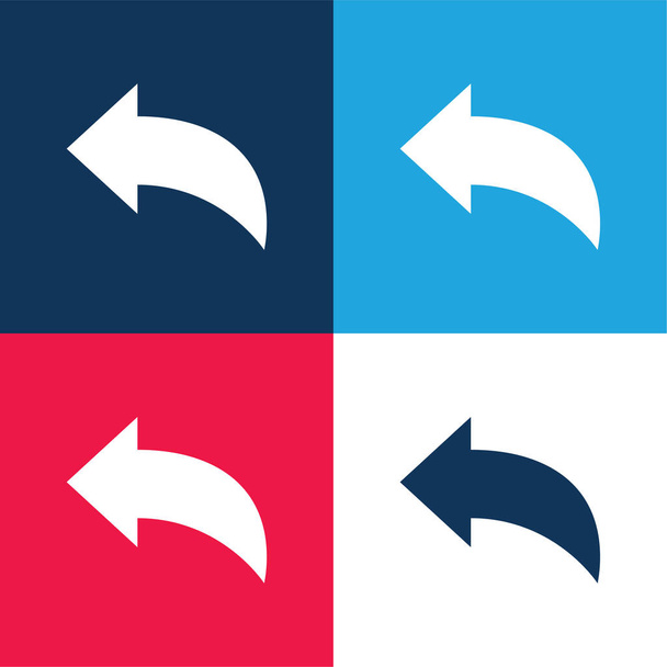 Conjunto de iconos mínimo de cuatro colores azul y rojo - Vector, imagen