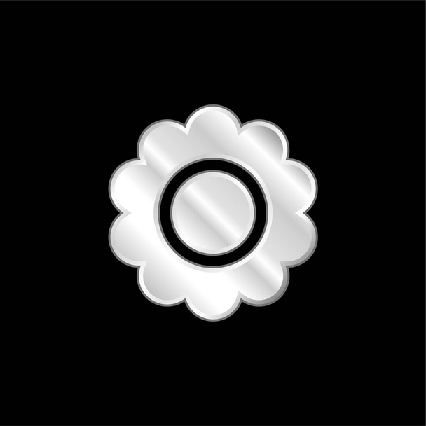 Bloom flor banhado a prata ícone metálico - Vetor, Imagem