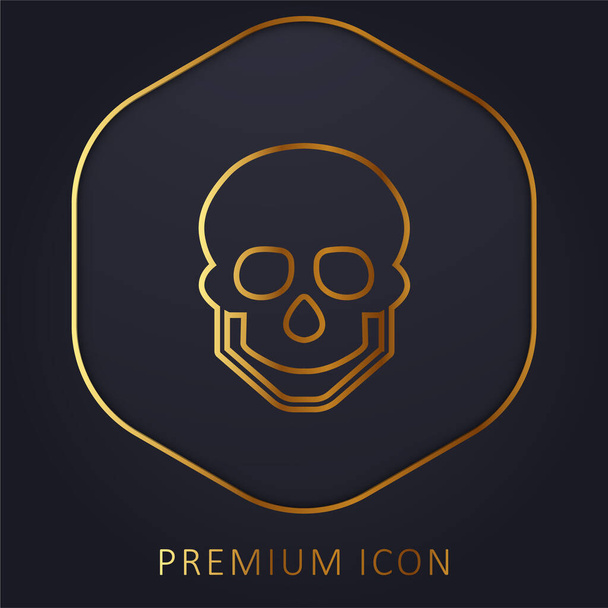 Velké lebka zlatá čára prémie logo nebo ikona - Vektor, obrázek