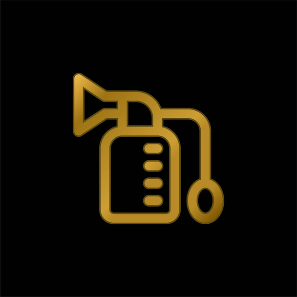 Bomba de pecho chapado en oro icono metálico o logo vector - Vector, imagen