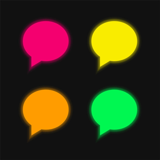 Black Oval Speech Bubble vier kleuren gloeiende neon vector pictogram - Vector, afbeelding