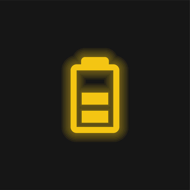 Akku keltainen hehkuva neon kuvake - Vektori, kuva
