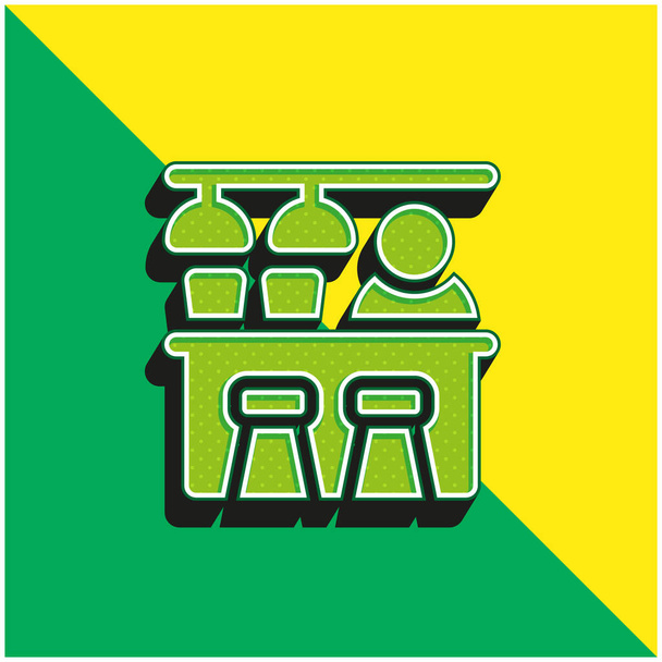 Barra verde y amarillo moderno vector 3d icono del logotipo - Vector, Imagen