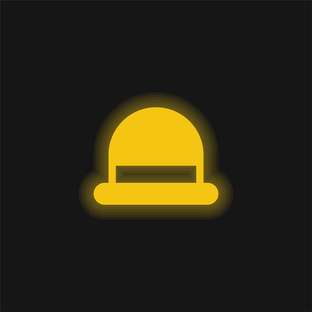 Bowler sárga izzó neon ikon - Vektor, kép
