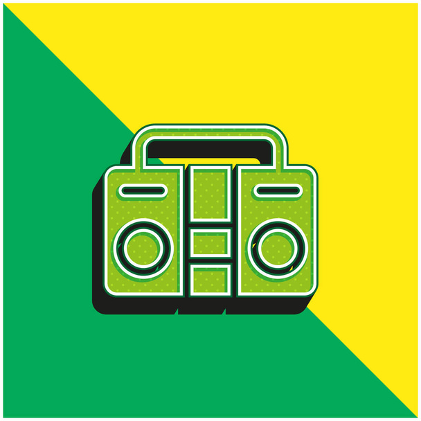 Boombox緑と黄色の現代的な3Dベクトルアイコンのロゴ - ベクター画像