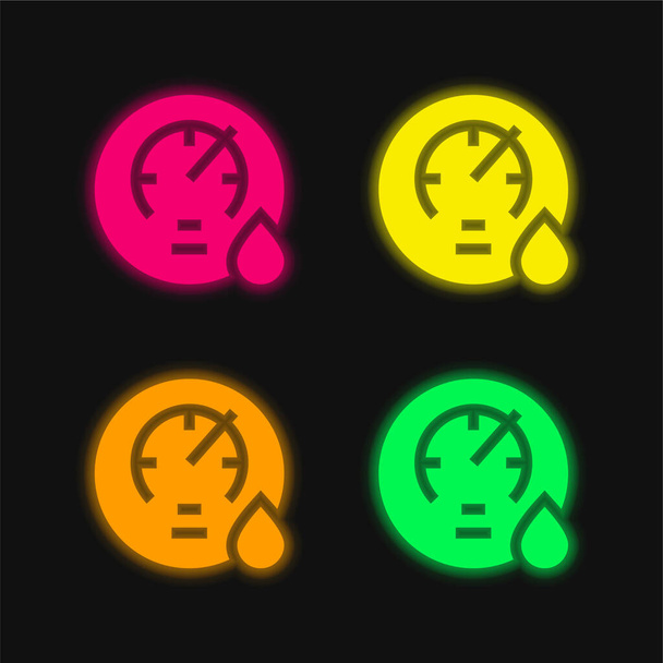 Barométer négy színű izzó neon vektor ikon - Vektor, kép